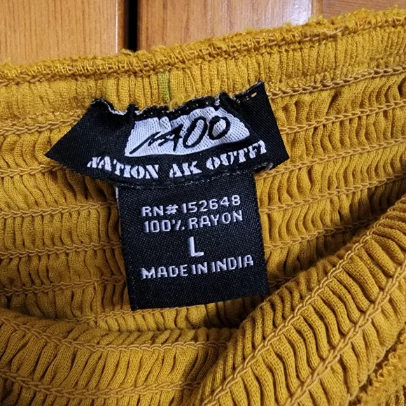 Mustard Color Smocked Strapless Jumper - Picture 5 of 10
